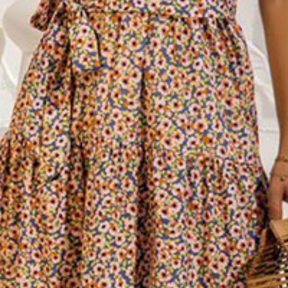 Boho Gypsy Floral Print Belted Halter Maxi Dress - Picture 2 of 2